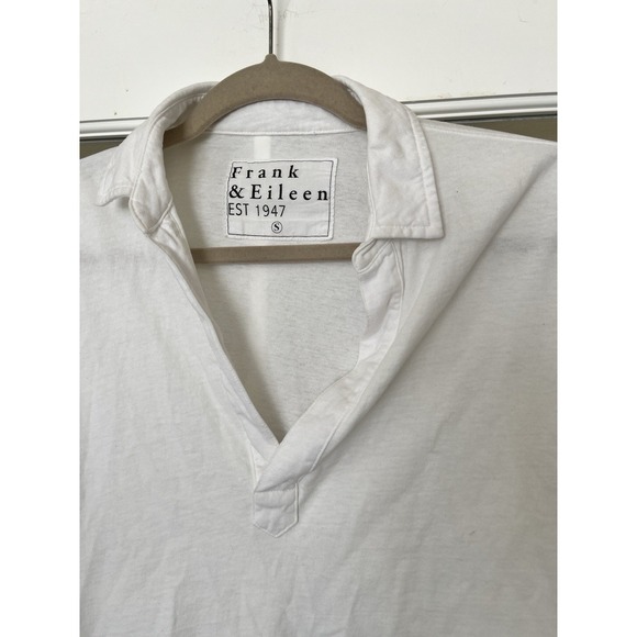 Frank & Eileen Patrick Henley Collared Cotton Popover Long Sleeve Tee White S - Picture 3 of 6